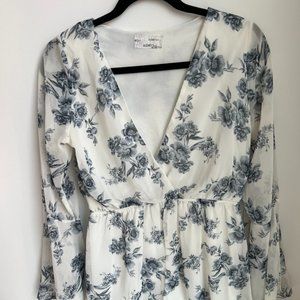 Audrey 3+1 Blue and White Floral V-Neck Romper